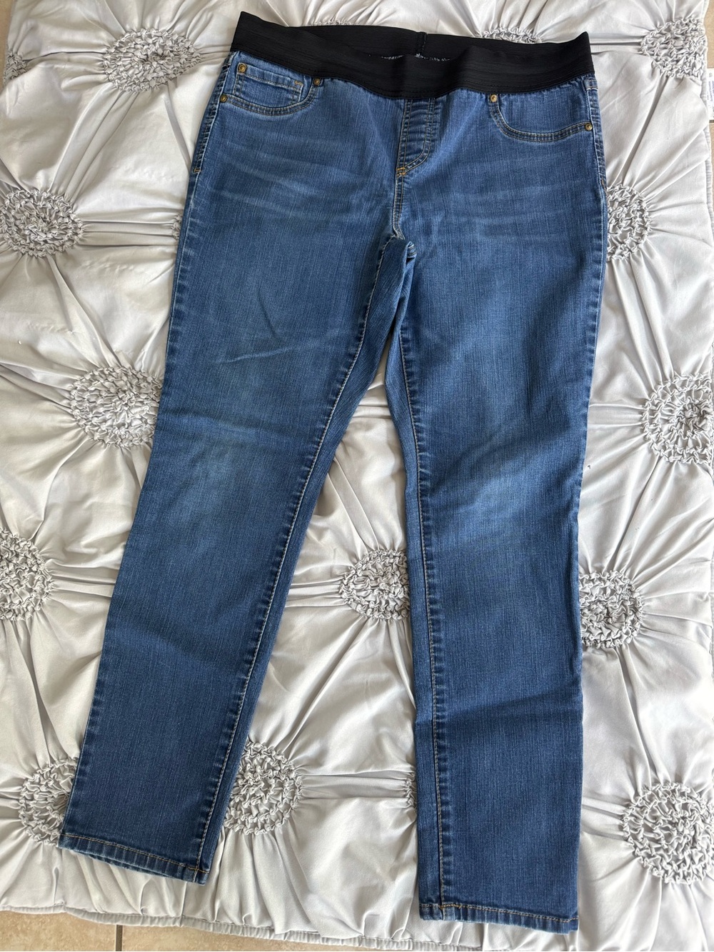 INC International Concepts Blue Skinny Jeans with Black Waistband